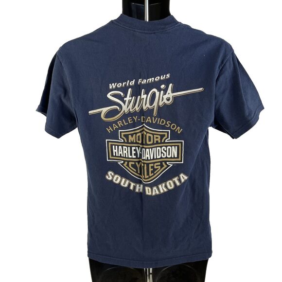 Vintage Y2K 2002 Sturgis Harley-Davidson Eagle T-Shirt Size Medium Blue - Picture 4 of 7